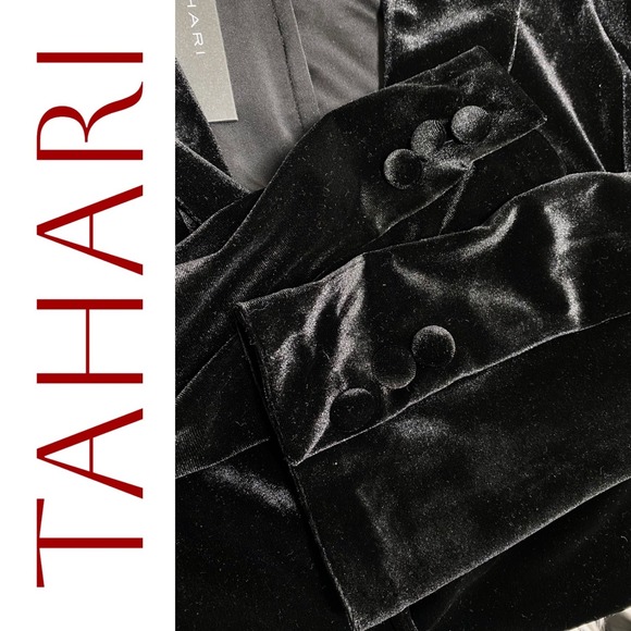 Tahari NWT Womens Black Velvet Single Button Blazer Jacket Notched Lapel Large - Picture 9 of 15